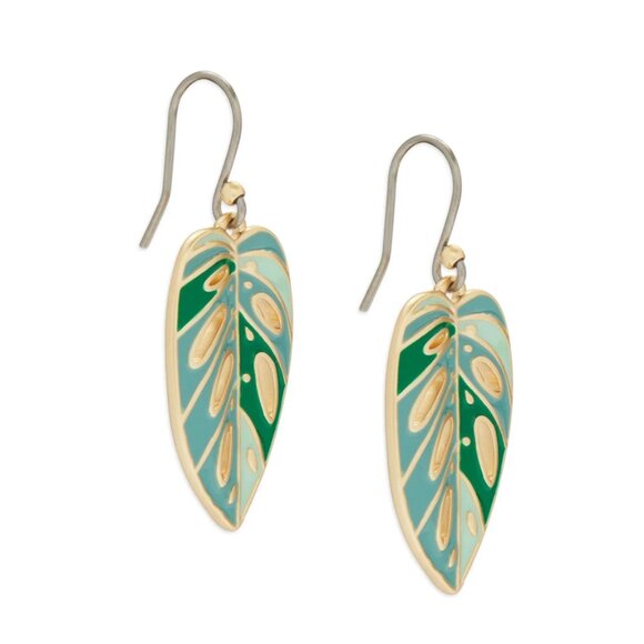 Lucky Brand Enamel Monstera Leaves Drop Earrings - Picture 2 of 7